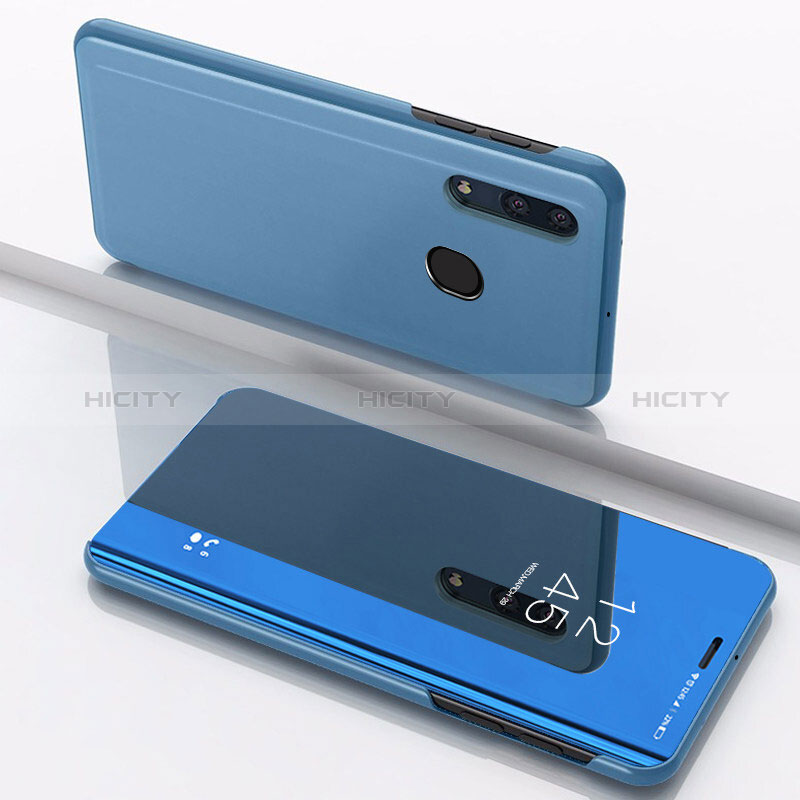 Funda de Cuero Cartera con Soporte Espejo Carcasa para Samsung Galaxy A20 Azul