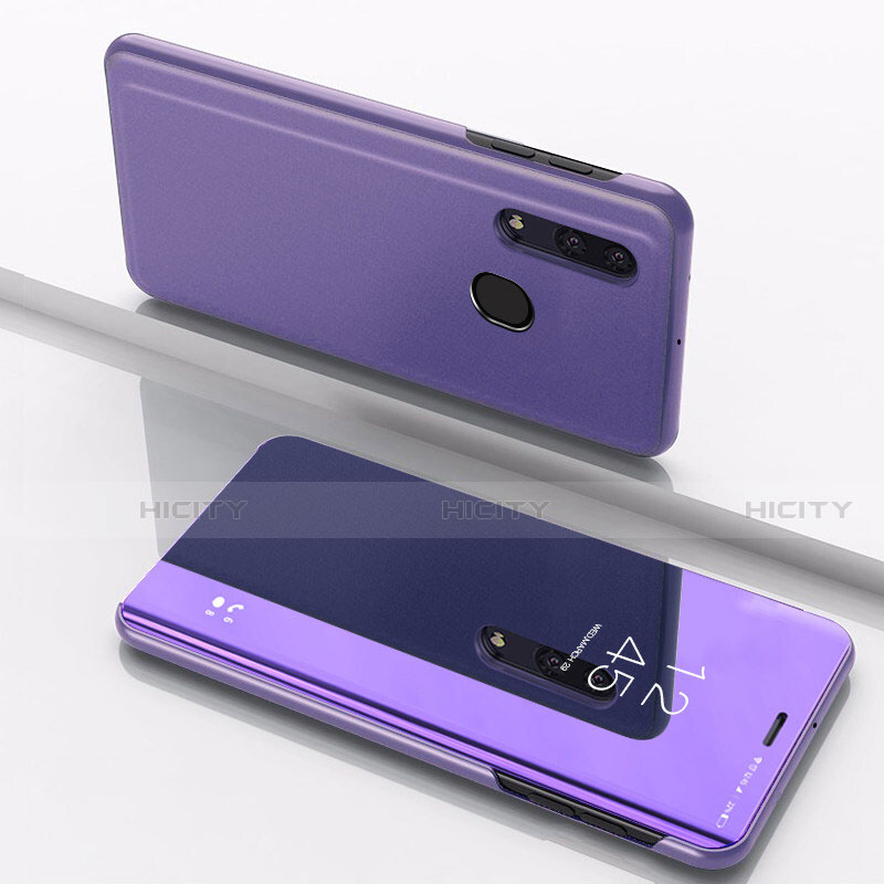 Funda de Cuero Cartera con Soporte Espejo Carcasa para Samsung Galaxy A30 Morado