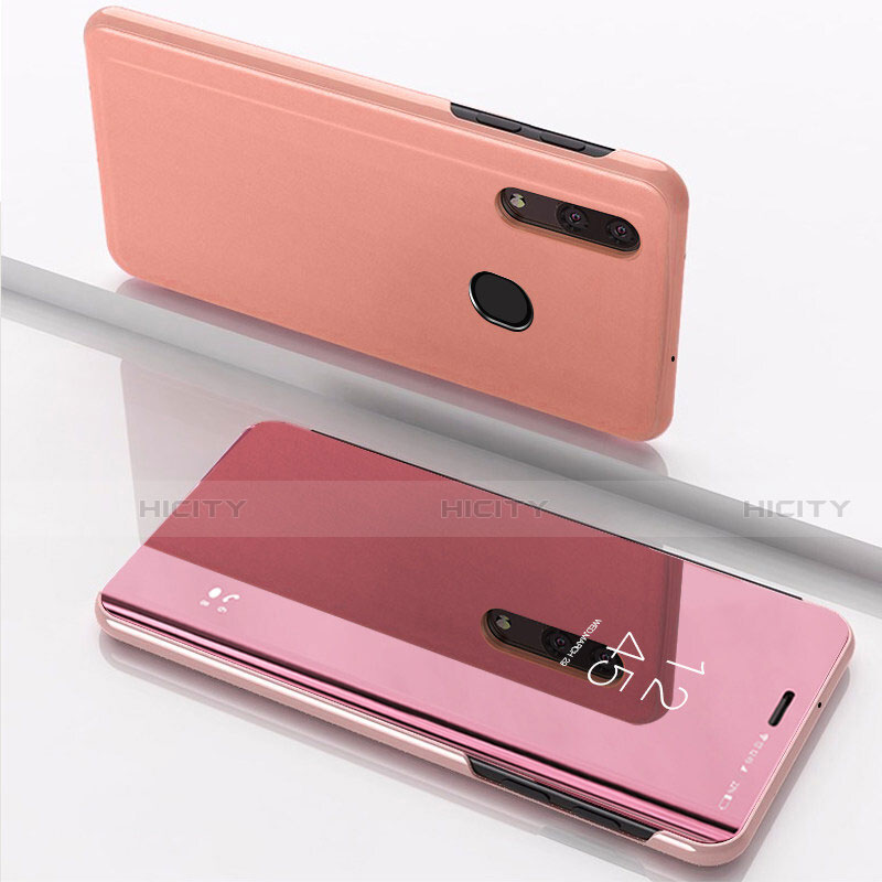 Funda de Cuero Cartera con Soporte Espejo Carcasa para Samsung Galaxy A30 Oro Rosa