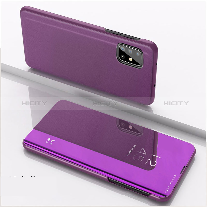 Funda de Cuero Cartera con Soporte Espejo Carcasa para Samsung Galaxy A71 4G A715 Morado