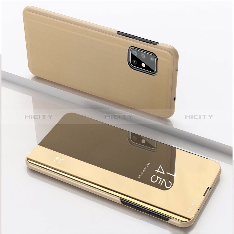 Funda de Cuero Cartera con Soporte Espejo Carcasa para Samsung Galaxy A71 4G A715 Oro