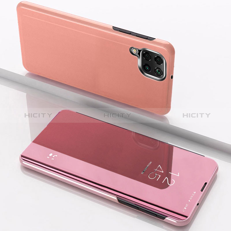 Funda de Cuero Cartera con Soporte Espejo Carcasa para Samsung Galaxy M12 Oro Rosa