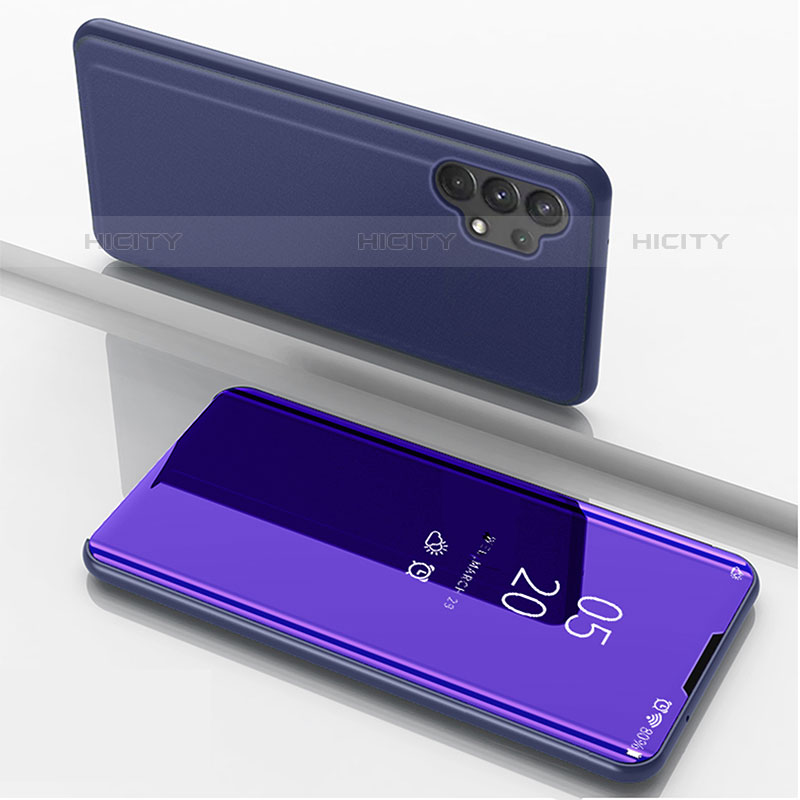 Funda de Cuero Cartera con Soporte Espejo Carcasa para Samsung Galaxy M32 5G Morado