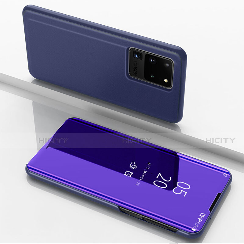 Funda de Cuero Cartera con Soporte Espejo Carcasa para Samsung Galaxy S20 Ultra 5G Morado