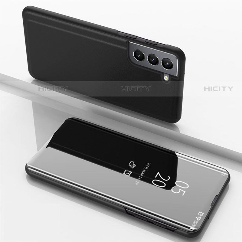 Funda de Cuero Cartera con Soporte Espejo Carcasa para Samsung Galaxy S21 FE 5G Negro
