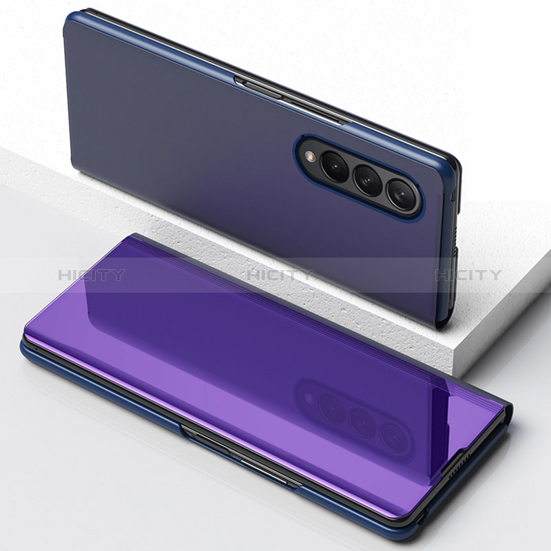 Funda de Cuero Cartera con Soporte Espejo Carcasa para Samsung Galaxy Z Fold3 5G Morado