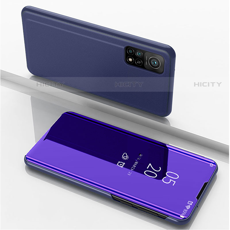 Funda de Cuero Cartera con Soporte Espejo Carcasa para Xiaomi Mi 10T Pro 5G Morado