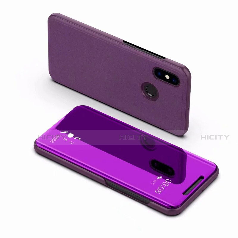 Funda de Cuero Cartera con Soporte Espejo Carcasa para Xiaomi Mi 8 Morado