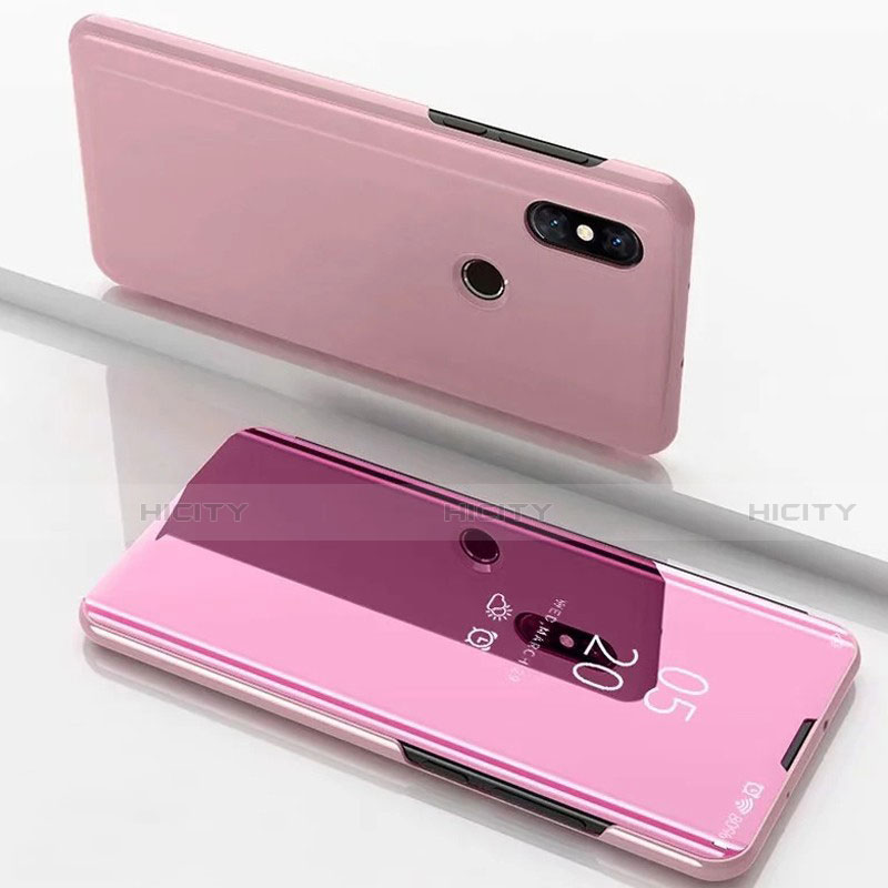 Funda de Cuero Cartera con Soporte Espejo Carcasa para Xiaomi Mi Mix 3 Oro Rosa