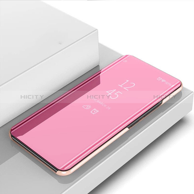 Funda de Cuero Cartera con Soporte Espejo Carcasa para Xiaomi POCO C3 Oro Rosa