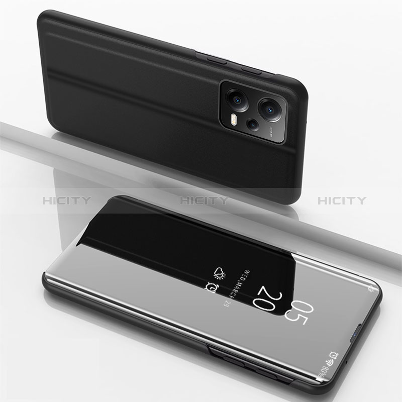 Funda de Cuero Cartera con Soporte Espejo Carcasa para Xiaomi Poco X5 5G Negro