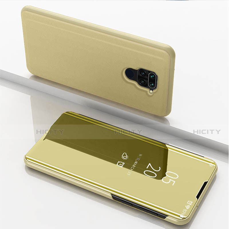 Funda de Cuero Cartera con Soporte Espejo Carcasa para Xiaomi Redmi 10X 4G Oro