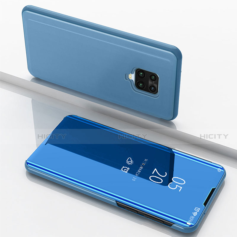 Funda de Cuero Cartera con Soporte Espejo Carcasa para Xiaomi Redmi 10X Pro 5G Azul