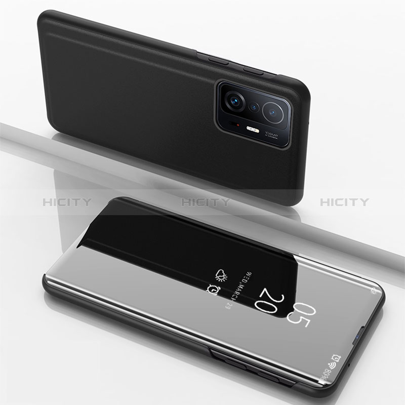 Funda de Cuero Cartera con Soporte Espejo Carcasa QH1 para Xiaomi Mi 11T 5G Negro