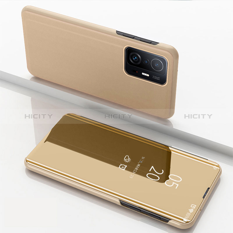 Funda de Cuero Cartera con Soporte Espejo Carcasa QH1 para Xiaomi Mi 11T 5G Oro
