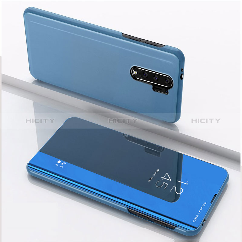 Funda de Cuero Cartera con Soporte Espejo Carcasa QH1 para Xiaomi Poco M2 Azul