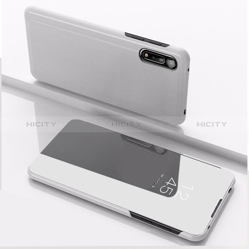 Funda de Cuero Cartera con Soporte Espejo Carcasa QH1 para Xiaomi Redmi 9A Plata