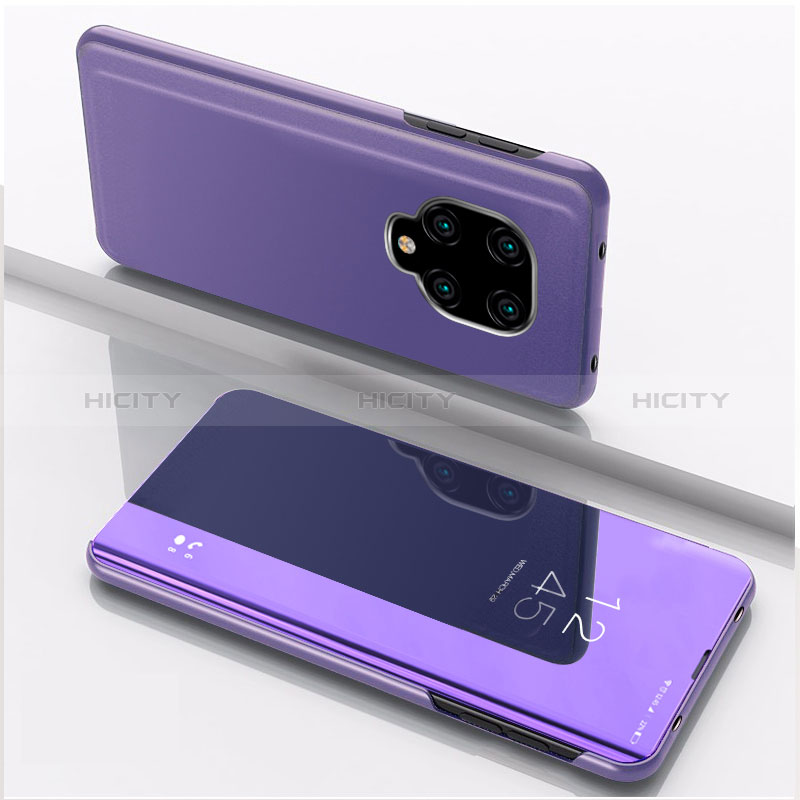 Funda de Cuero Cartera con Soporte Espejo Carcasa QH1 para Xiaomi Redmi Note 9 Pro Purpura Claro