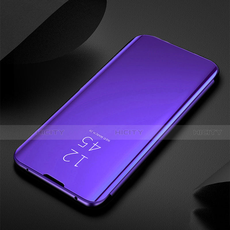 Funda de Cuero Cartera con Soporte Espejo Carcasa S01 para Xiaomi Mi Note 10 Morado