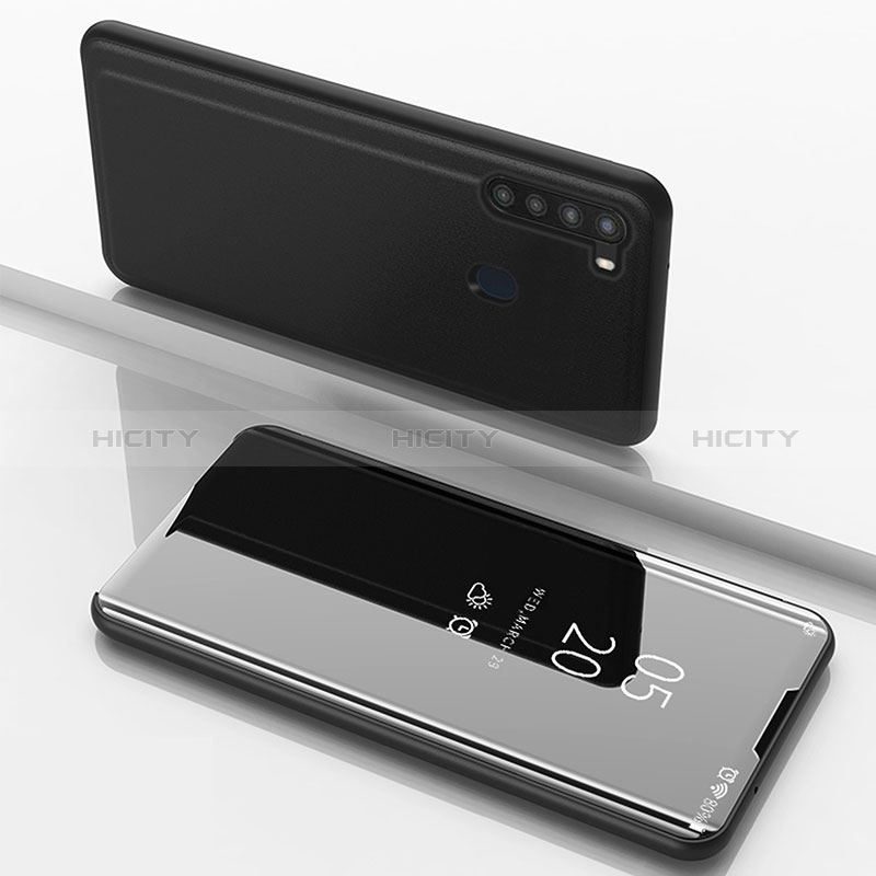 Funda de Cuero Cartera con Soporte Espejo Carcasa ZL1 para Samsung Galaxy A21 Negro