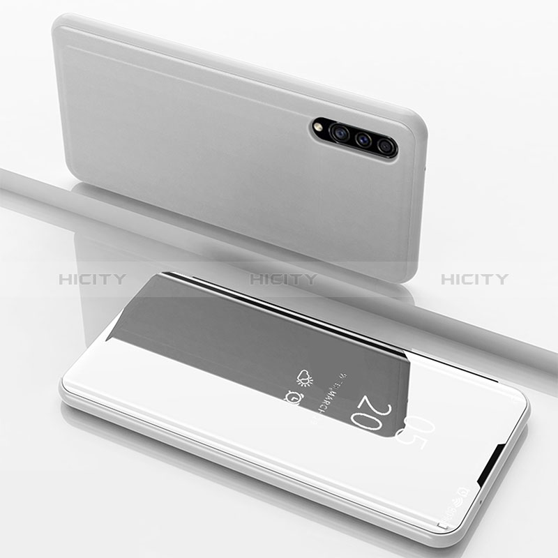 Funda de Cuero Cartera con Soporte Espejo Carcasa ZL1 para Samsung Galaxy A50 Plata