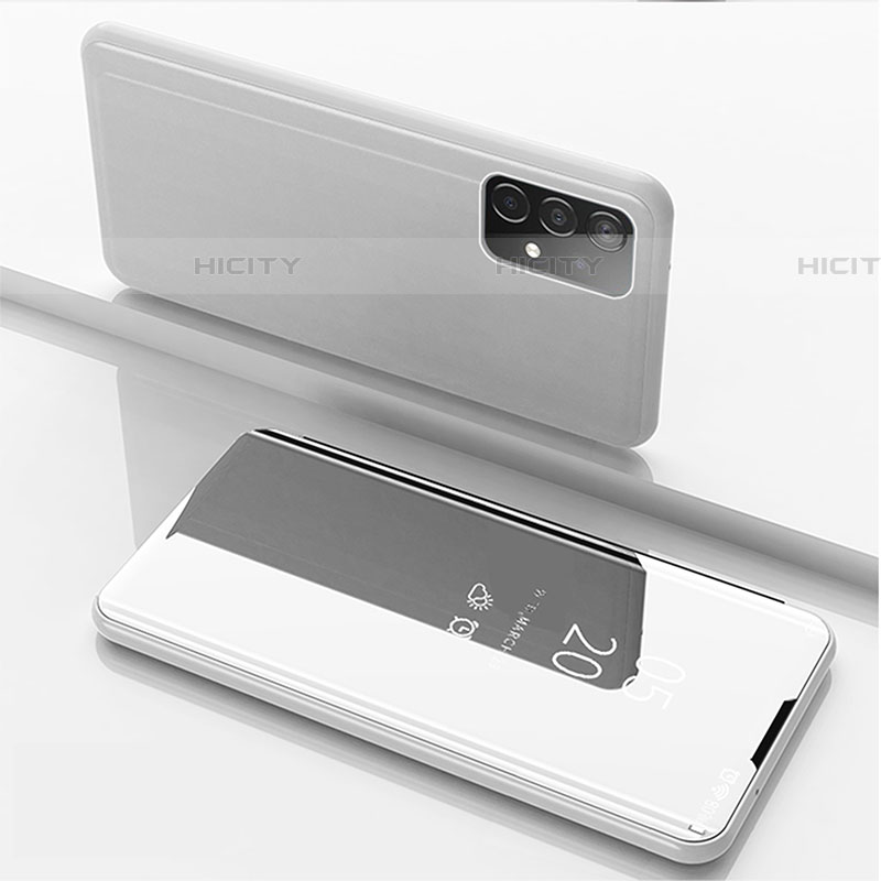 Funda de Cuero Cartera con Soporte Espejo Carcasa ZL1 para Samsung Galaxy A52 4G Plata