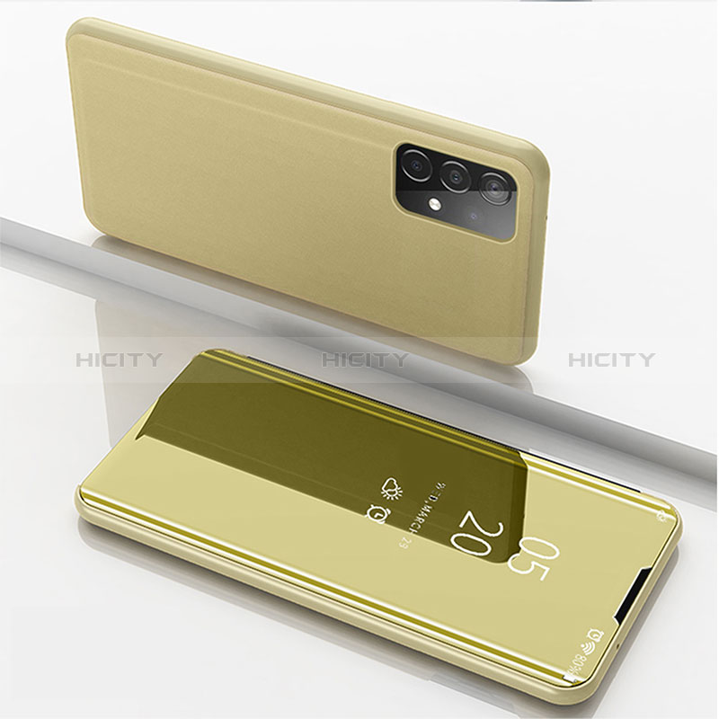 Funda de Cuero Cartera con Soporte Espejo Carcasa ZL1 para Samsung Galaxy A52s 5G Oro