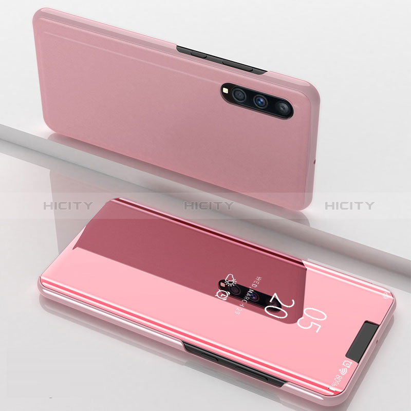 Funda de Cuero Cartera con Soporte Espejo Carcasa ZL1 para Samsung Galaxy A70 Oro Rosa