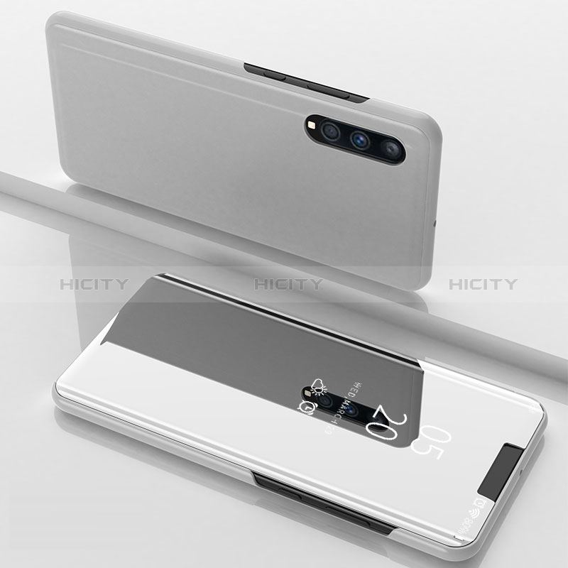 Funda de Cuero Cartera con Soporte Espejo Carcasa ZL1 para Samsung Galaxy A70 Plata