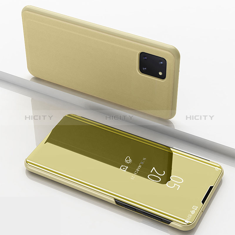 Funda de Cuero Cartera con Soporte Espejo Carcasa ZL1 para Samsung Galaxy A81 Oro