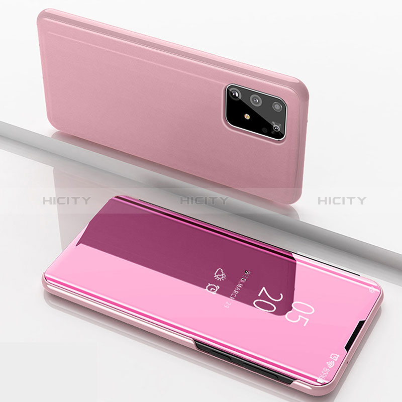 Funda de Cuero Cartera con Soporte Espejo Carcasa ZL1 para Samsung Galaxy A91 Oro Rosa