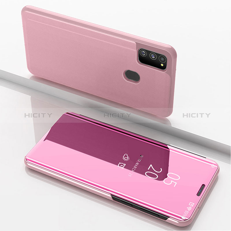 Funda de Cuero Cartera con Soporte Espejo Carcasa ZL1 para Samsung Galaxy M30s Oro Rosa