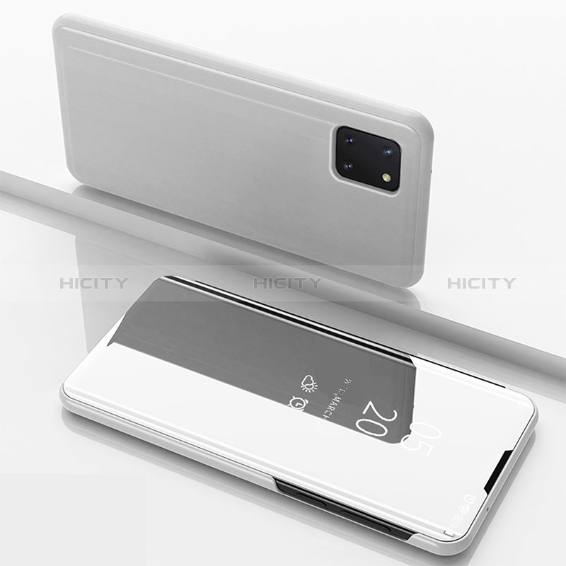 Funda de Cuero Cartera con Soporte Espejo Carcasa ZL1 para Samsung Galaxy M60s Plata