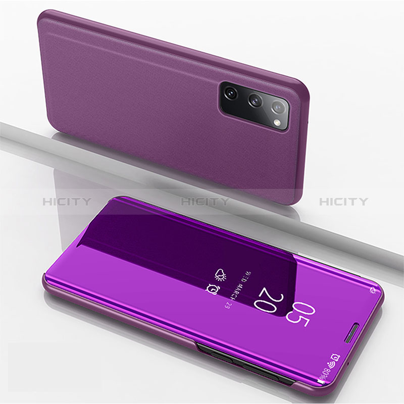 Funda de Cuero Cartera con Soporte Espejo Carcasa ZL1 para Samsung Galaxy S20 Purpura Claro