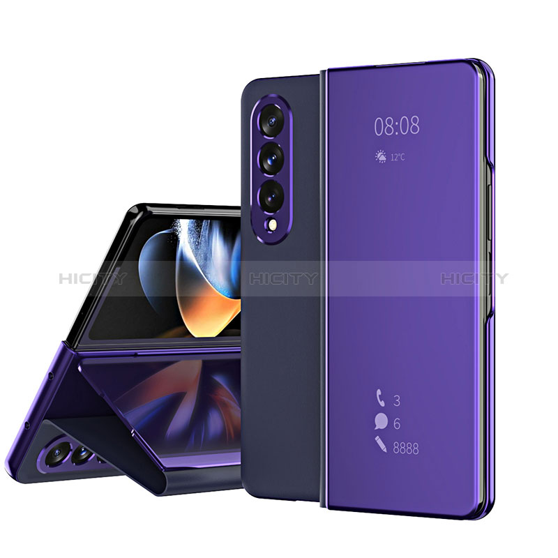 Funda de Cuero Cartera con Soporte Espejo Carcasa ZL1 para Samsung Galaxy Z Fold3 5G Morado