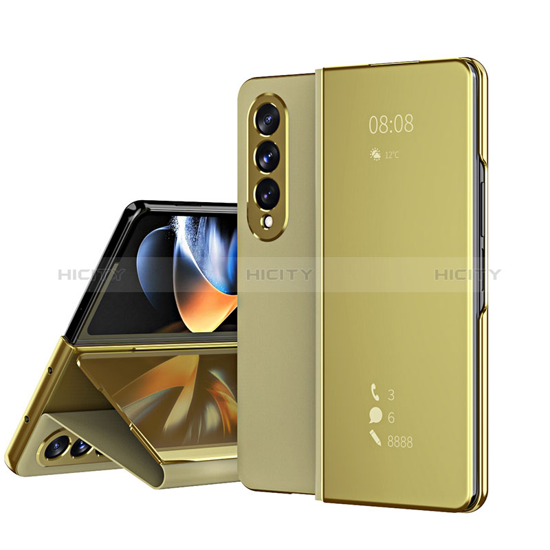 Funda de Cuero Cartera con Soporte Espejo Carcasa ZL1 para Samsung Galaxy Z Fold3 5G Oro