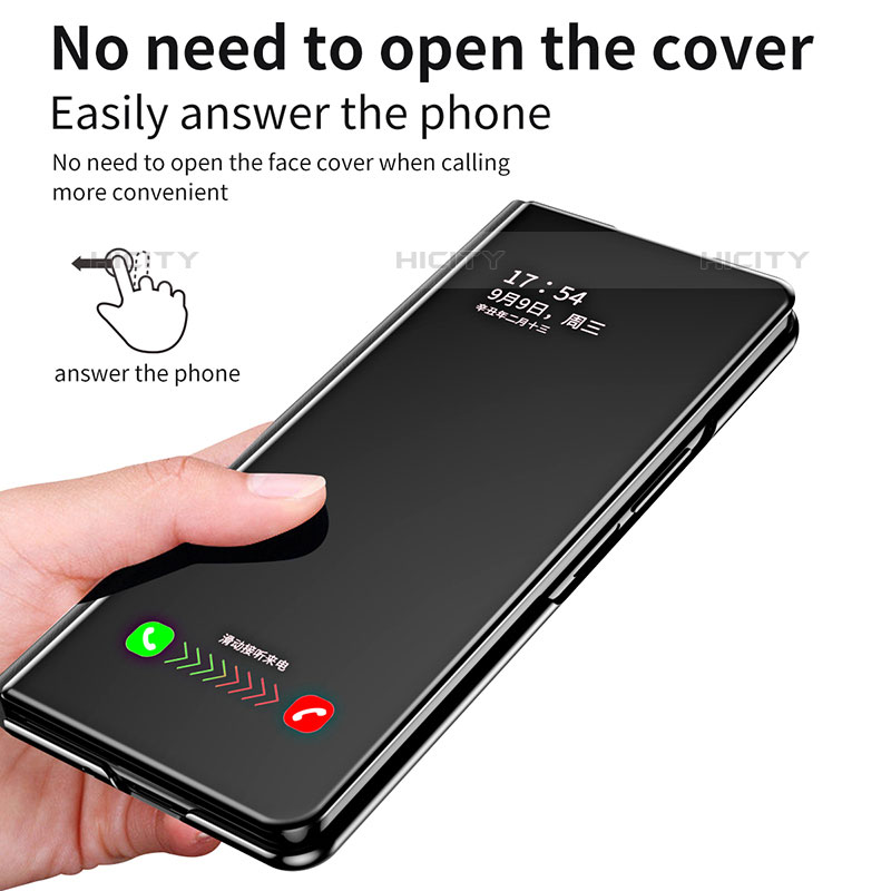 Funda de Cuero Cartera con Soporte Espejo Carcasa ZL1 para Samsung Galaxy Z Fold5 5G