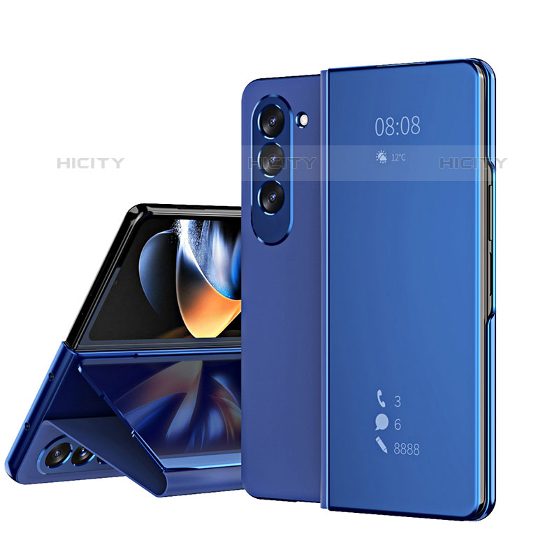 Funda de Cuero Cartera con Soporte Espejo Carcasa ZL1 para Samsung Galaxy Z Fold5 5G Azul