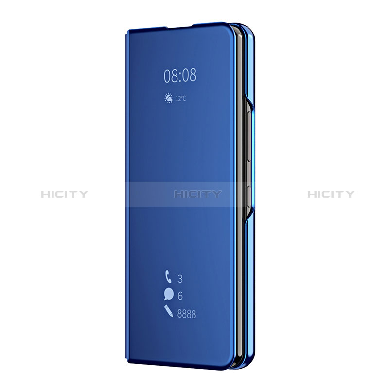 Funda de Cuero Cartera con Soporte Espejo Carcasa ZL2 para Samsung Galaxy Z Fold3 5G Azul