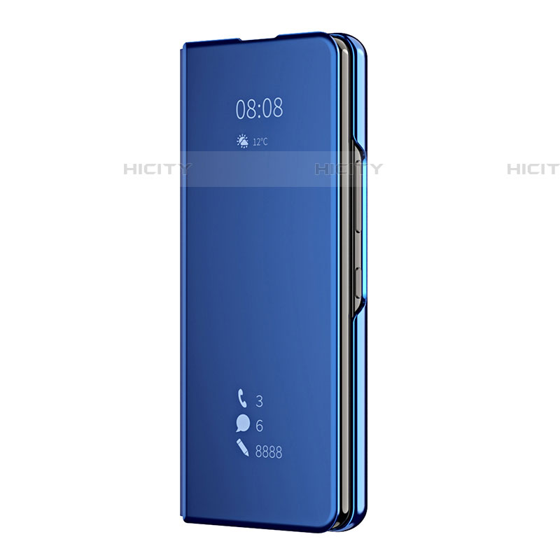 Funda de Cuero Cartera con Soporte Espejo Carcasa ZL2 para Samsung Galaxy Z Fold4 5G Azul