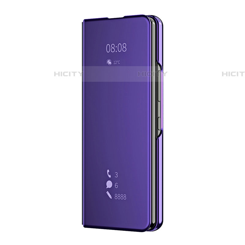 Funda de Cuero Cartera con Soporte Espejo Carcasa ZL2 para Samsung Galaxy Z Fold4 5G Morado