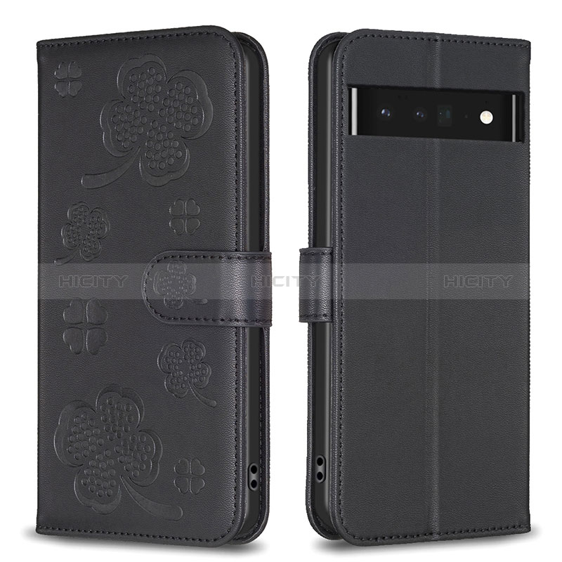 Funda de Cuero Cartera con Soporte Flores Carcasa BF1 para Google Pixel 7 Pro 5G Negro