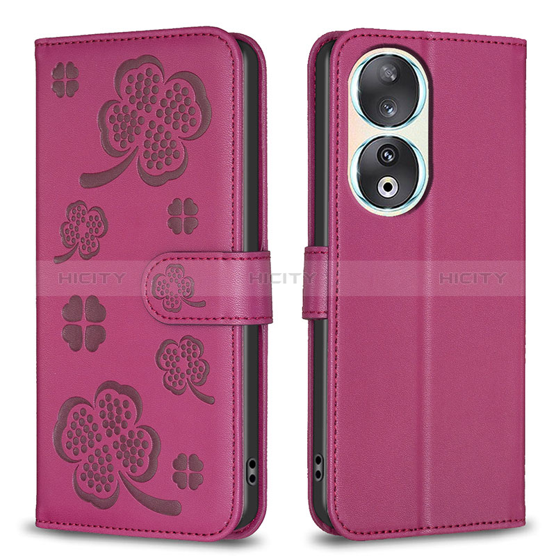 Funda de Cuero Cartera con Soporte Flores Carcasa BF1 para Huawei Honor 90 5G