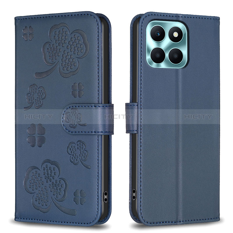 Funda de Cuero Cartera con Soporte Flores Carcasa BF1 para Huawei Honor X6a