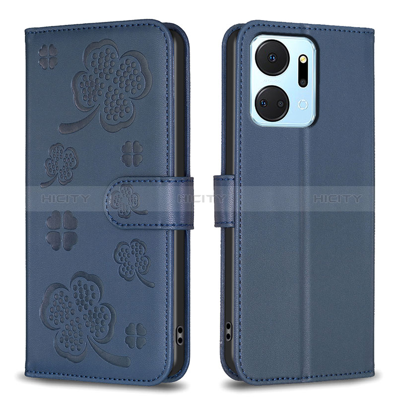 Funda de Cuero Cartera con Soporte Flores Carcasa BF1 para Huawei Honor X7a