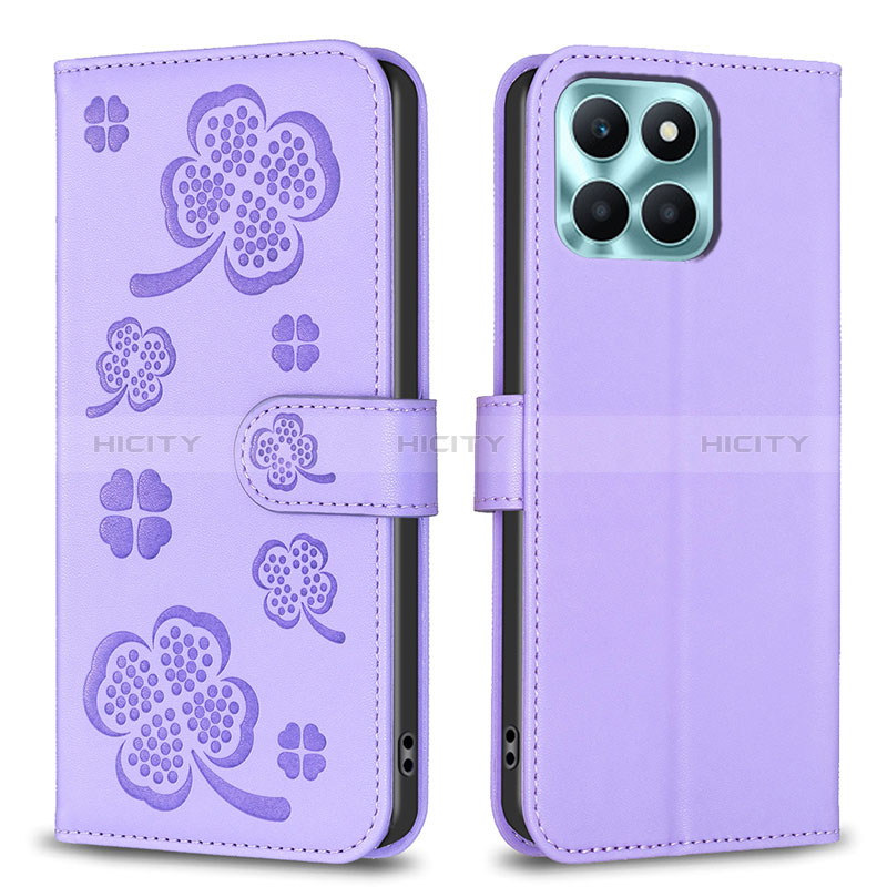 Funda de Cuero Cartera con Soporte Flores Carcasa BF1 para Huawei Honor X8b