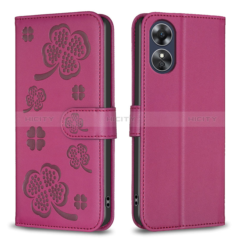 Funda de Cuero Cartera con Soporte Flores Carcasa BF1 para Oppo A17