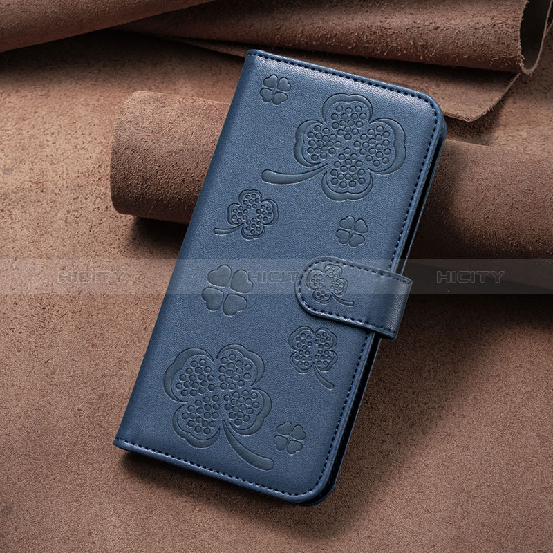 Funda de Cuero Cartera con Soporte Flores Carcasa BF1 para Oppo A35 Azul