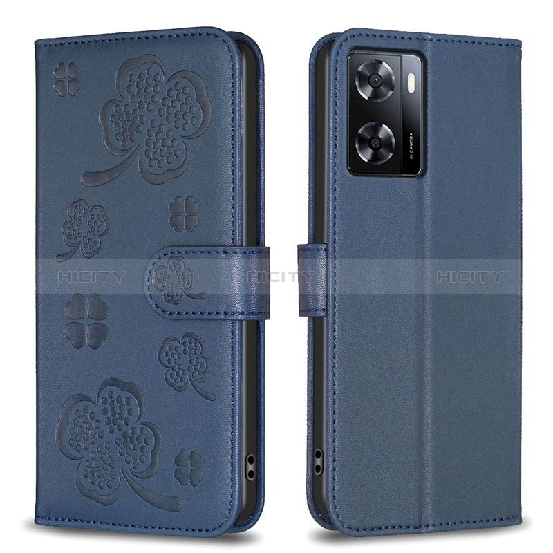 Funda de Cuero Cartera con Soporte Flores Carcasa BF1 para Oppo A57 4G