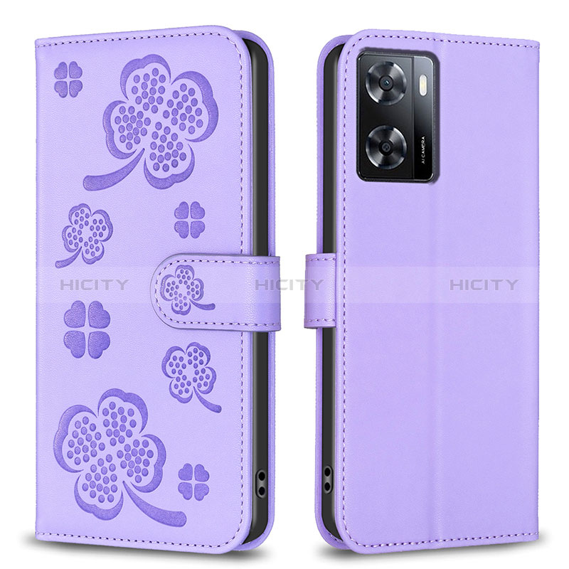 Funda de Cuero Cartera con Soporte Flores Carcasa BF1 para Oppo A57 4G